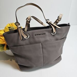 Michael Kors Gray Leather Tote Bag